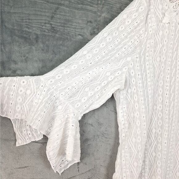 Womens Top 3XL‎ White Boho Eyelet Cottagecore Angel Peasant Hippie Crochet Lace - Picture 5 of 7
